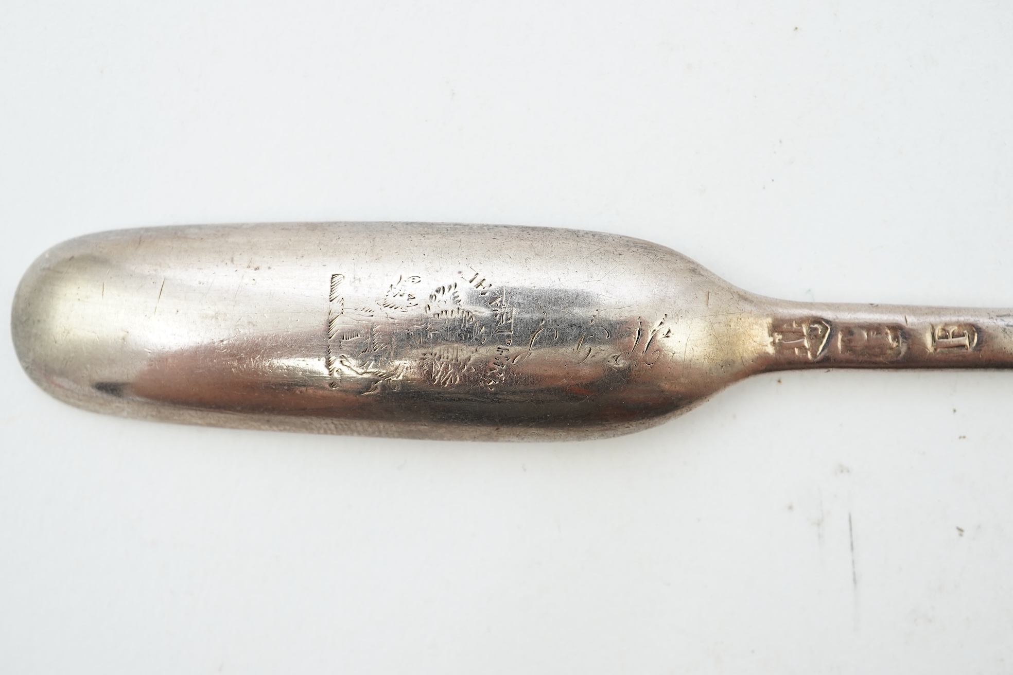 A George I silver marrow scoop, by Paul Hanet